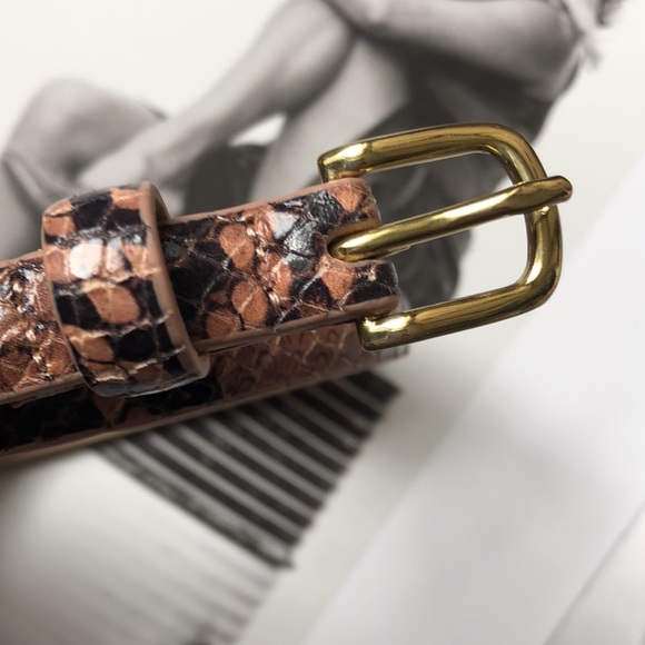 NWT • ANN TAYLOR • Leather Snake Animal Skinny Belt w/ Gold Buckle - Picture 11 of 14